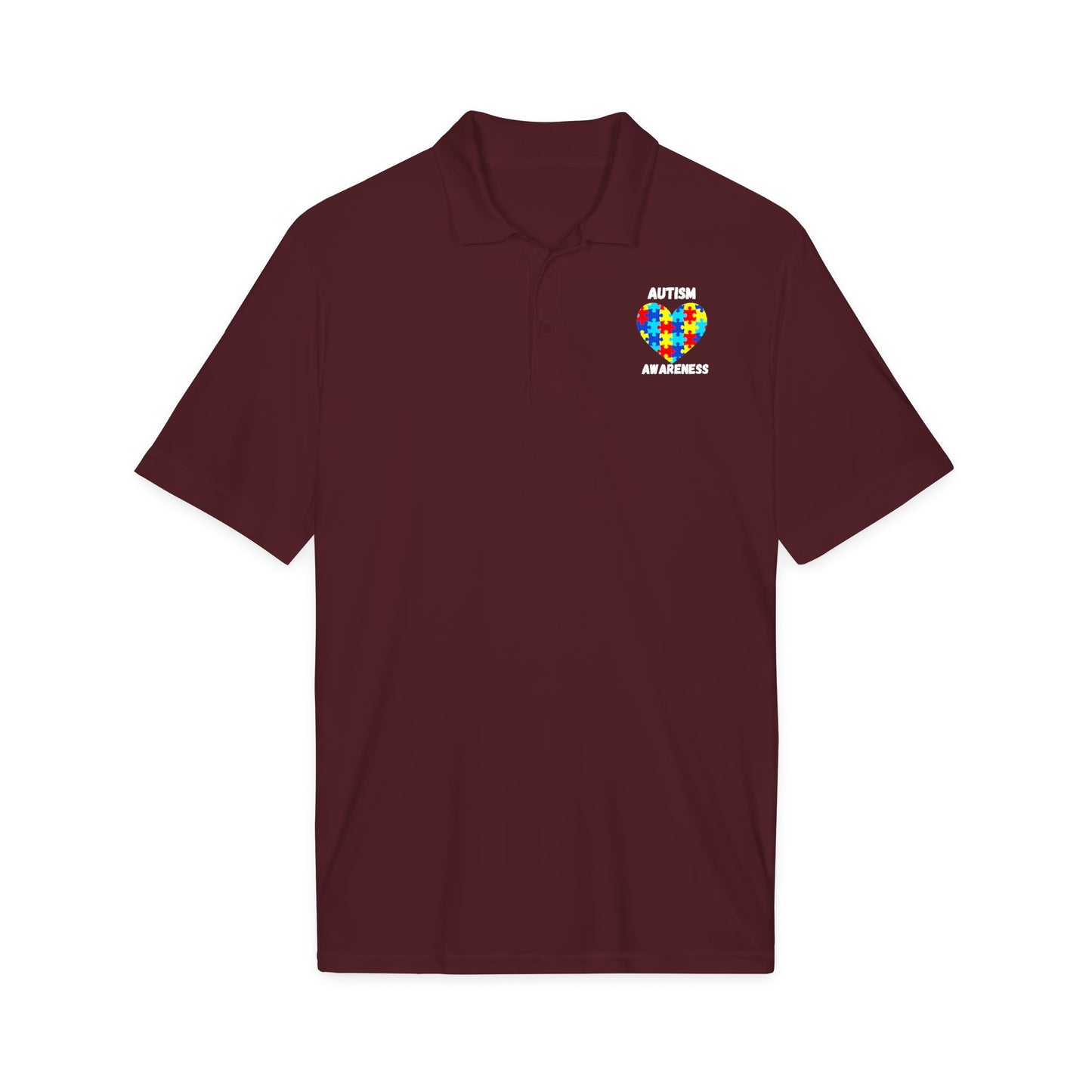 Autism Puzzle Heart Polo - White