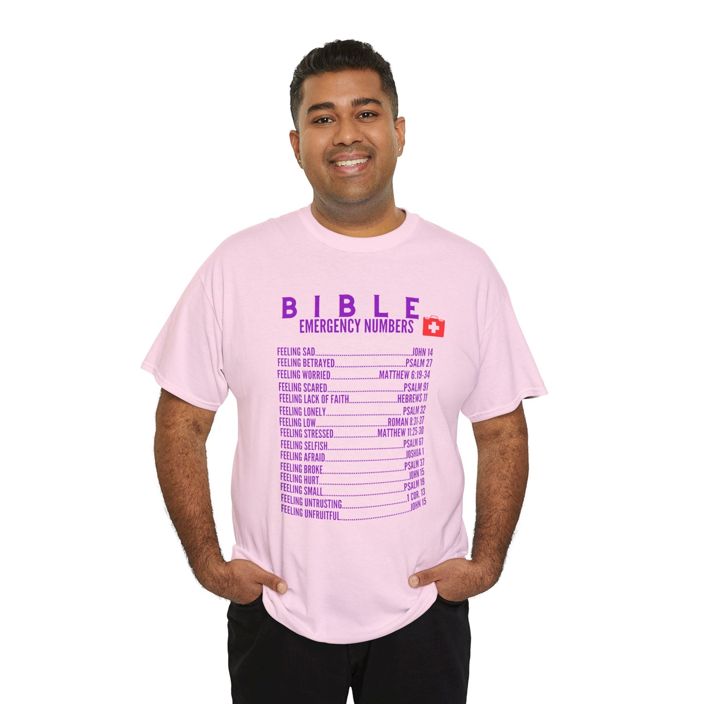 Bible Emergency Numbers Tee - Purple