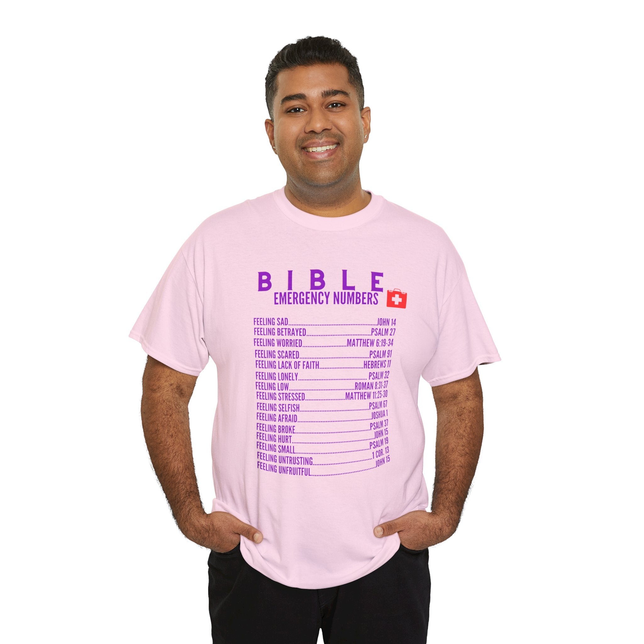 Bible Emergency Numbers Tee - Purple