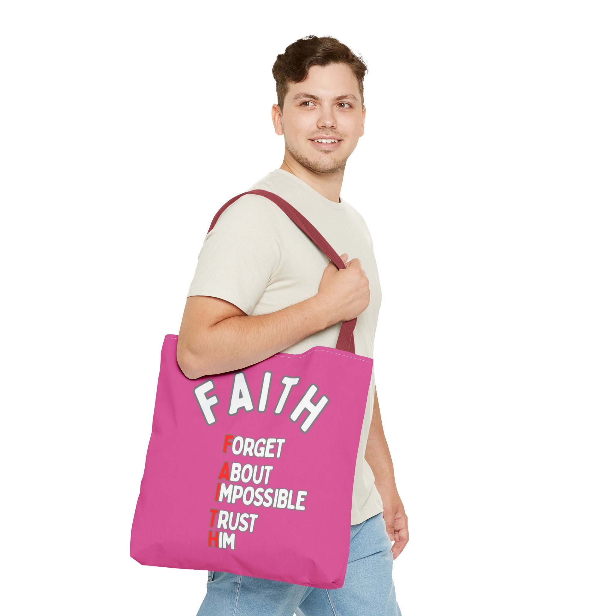 FAITH: Forget About Impossible, Trust Him Tote - Pink