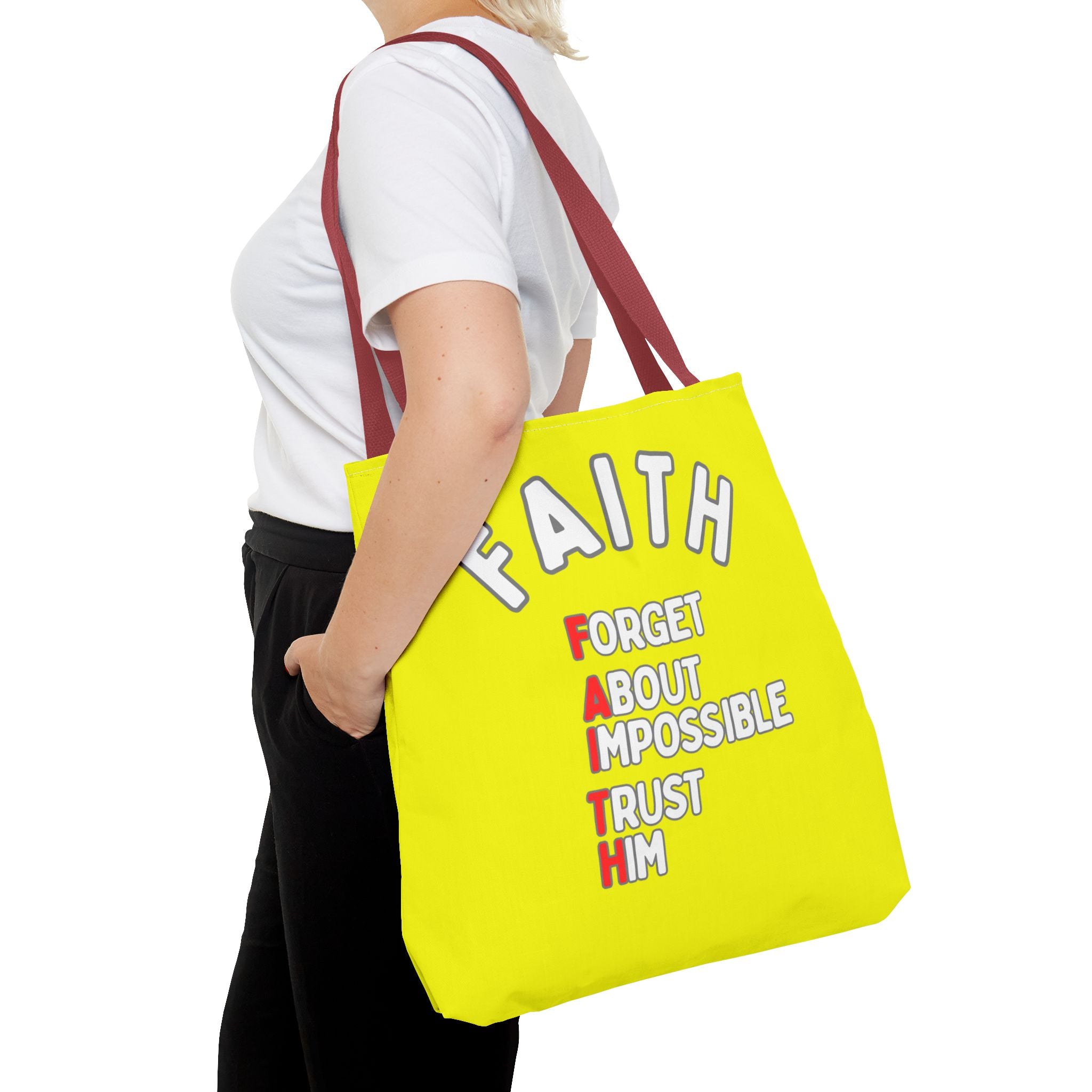 FAITH: Forget About Impossible, Trust Him Tote - Yellow
