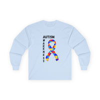 Autism Puzzle Ribbon Long Sleeve Tee — Blk