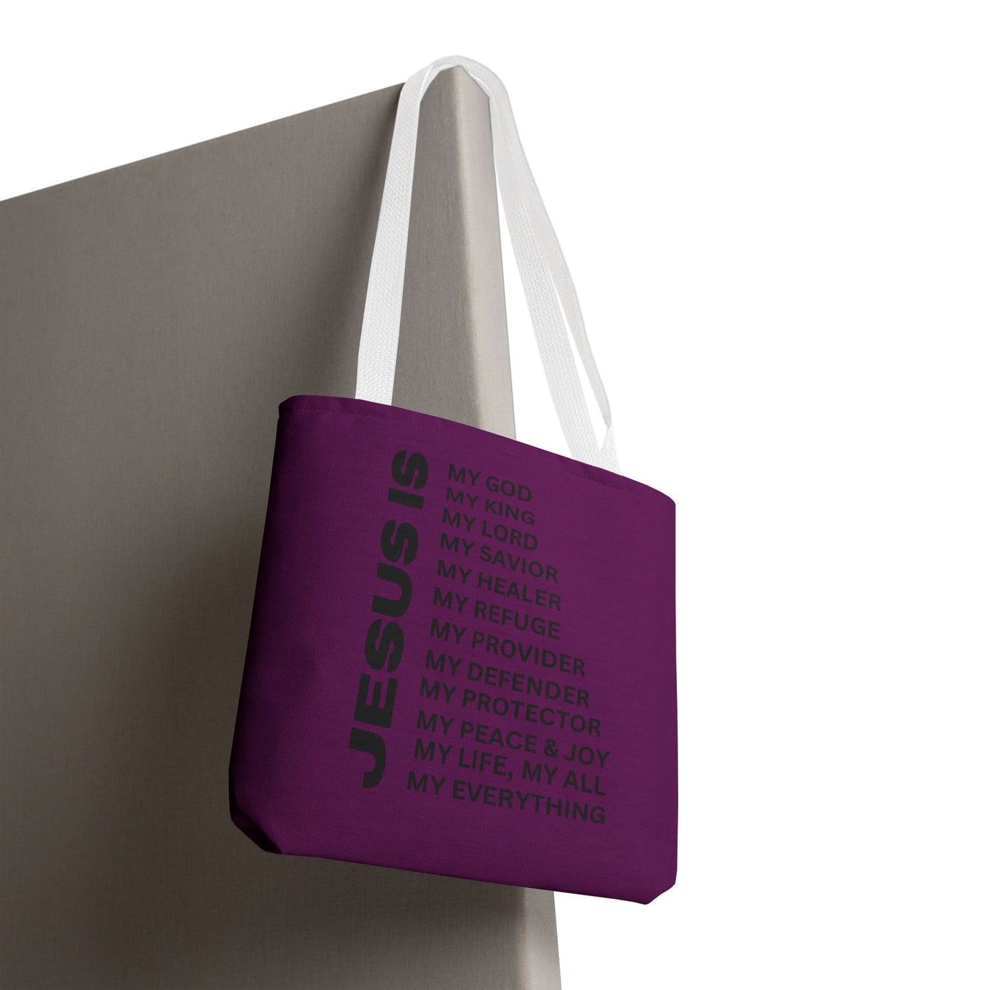 Christian JESUS IS Tote Bag - Purple