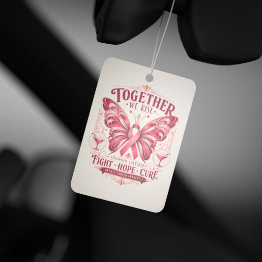 Together We Rise Car Air Freshener Pink Ribbon Butterfly
