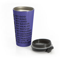 Christian JESUS IS Blue Stainless Steel Travel Mug - Blk