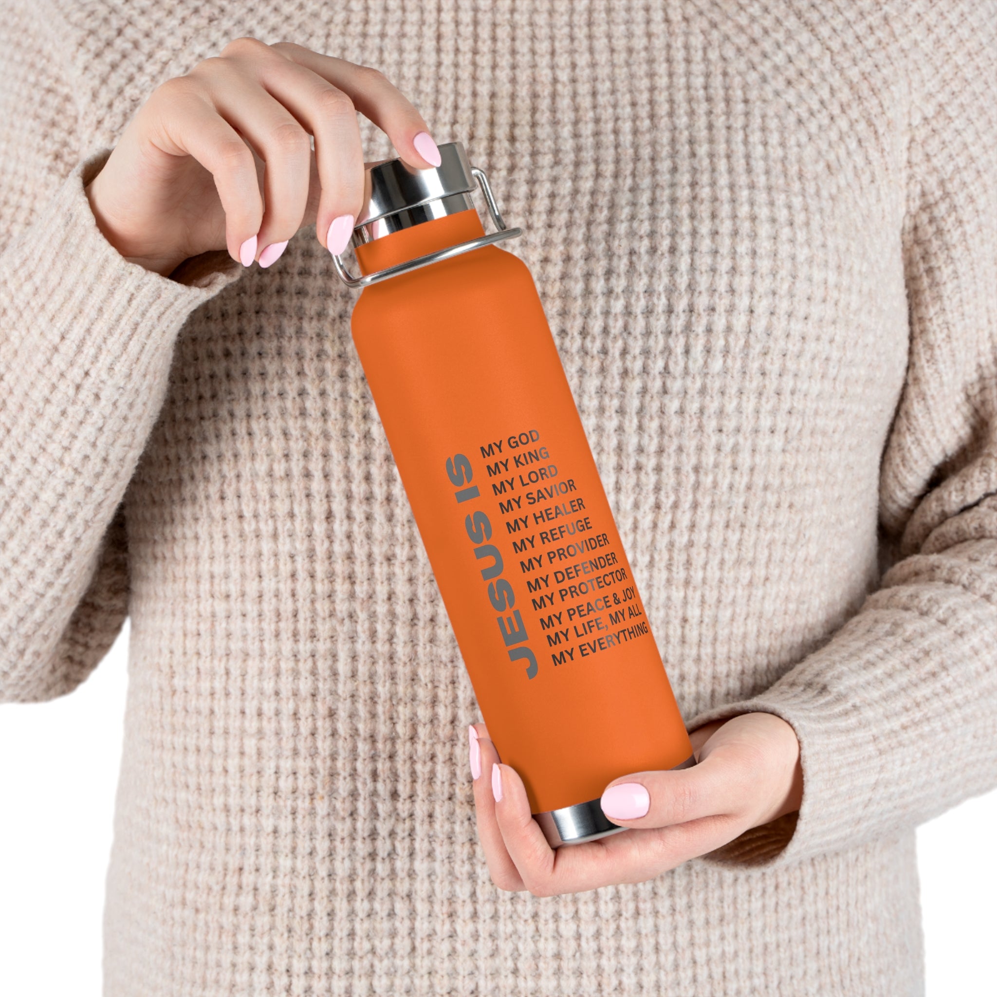 Christian JESUS IS 22oz Insulated Water Bottle - Black