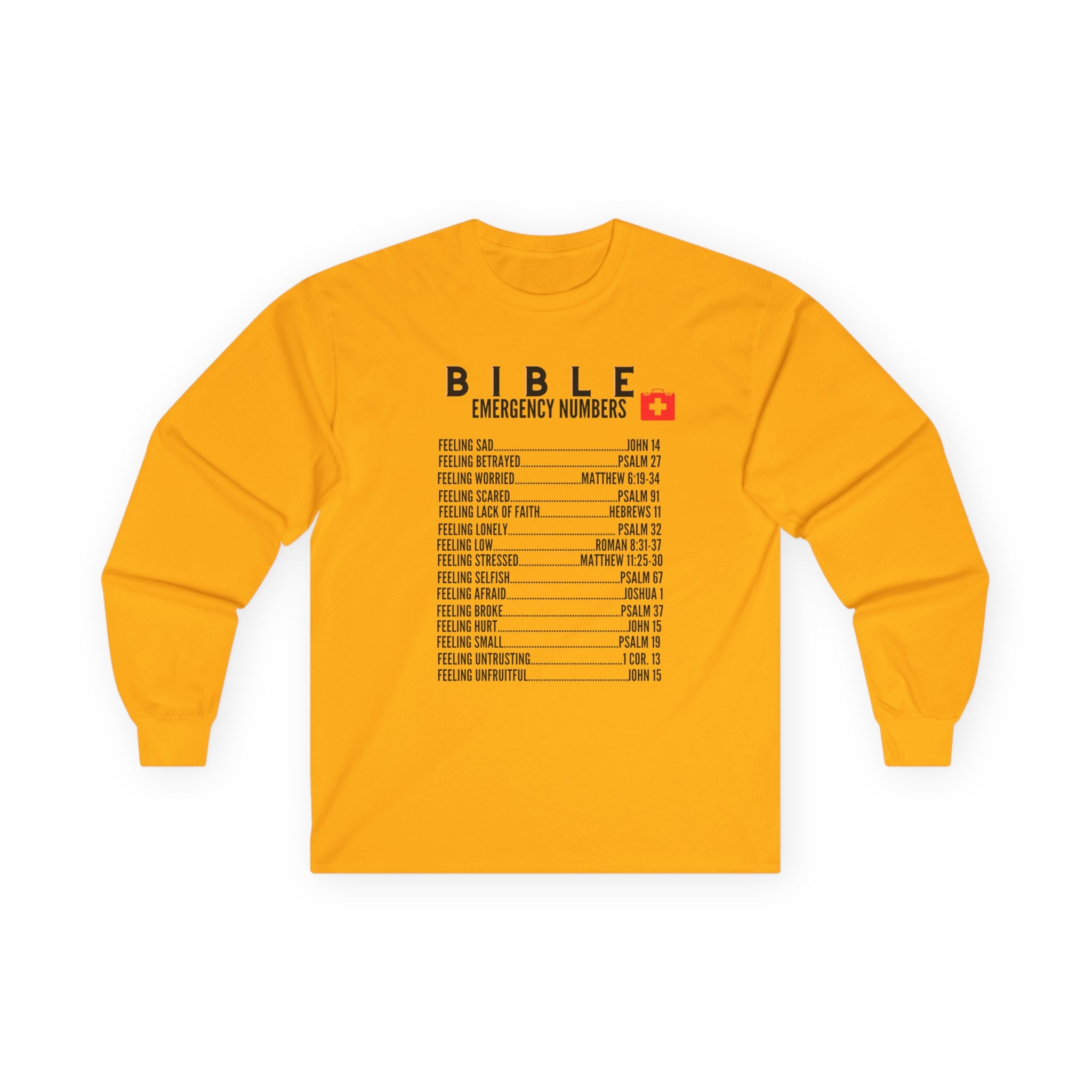 Bible Emergency Numbers Long Sleeve Tee - Black