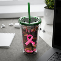 Breast Cancer Survivor 16oz Tumbler with Straw
