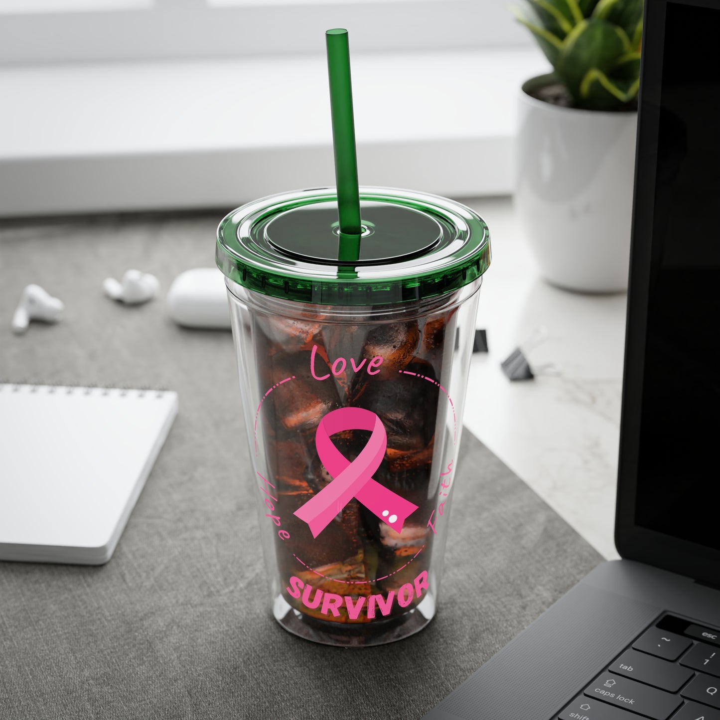 Breast Cancer Survivor 16oz Tumbler with Straw