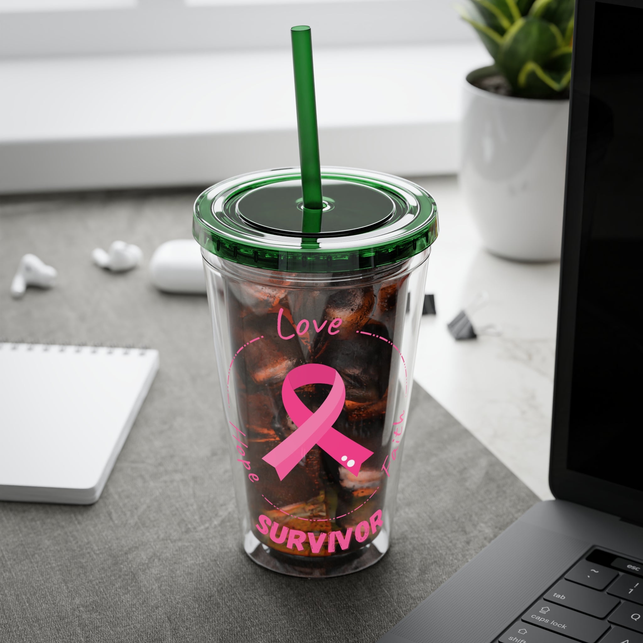 Breast Cancer Survivor 16oz Tumbler with Straw