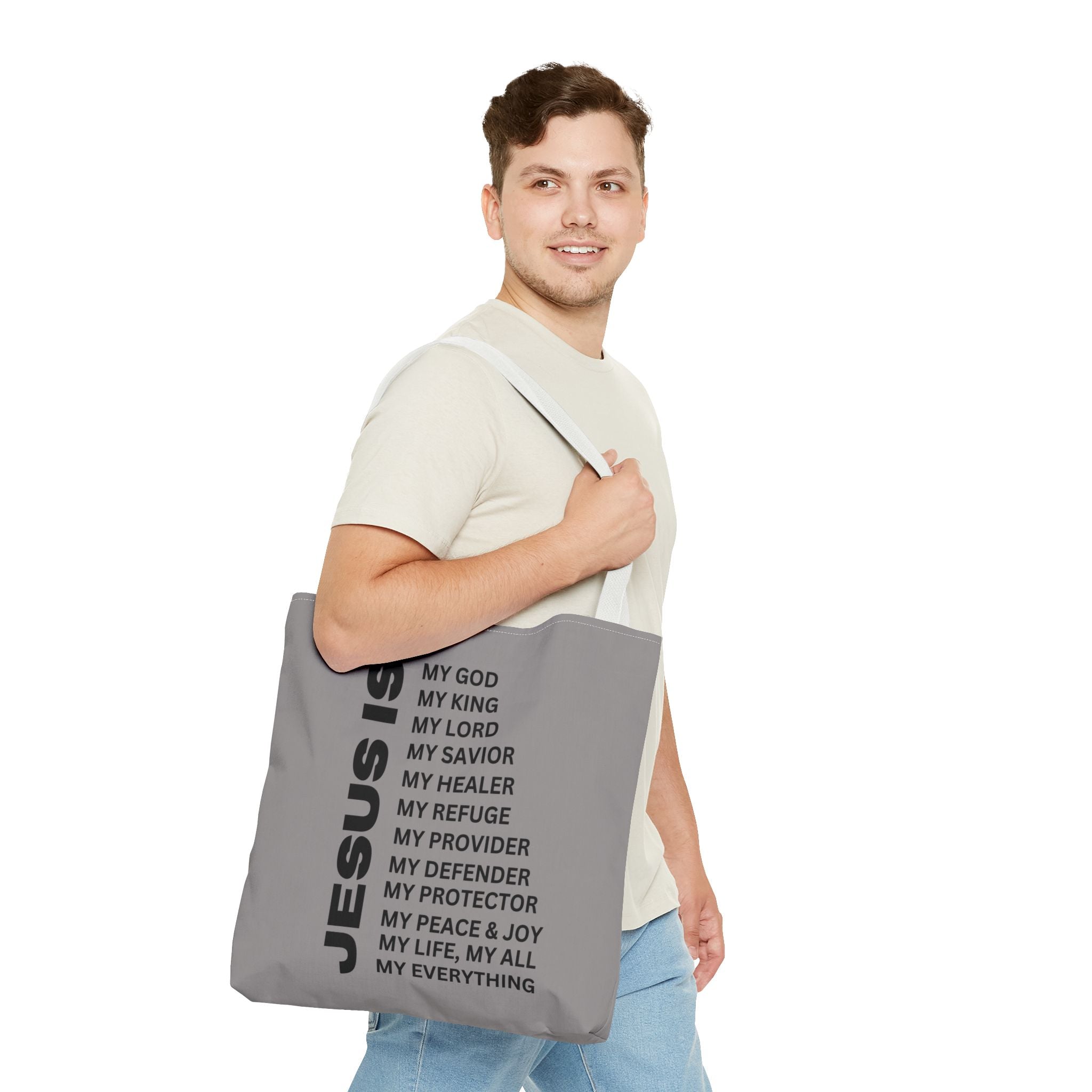 Christian JESUS IS Tote Bag - Grey