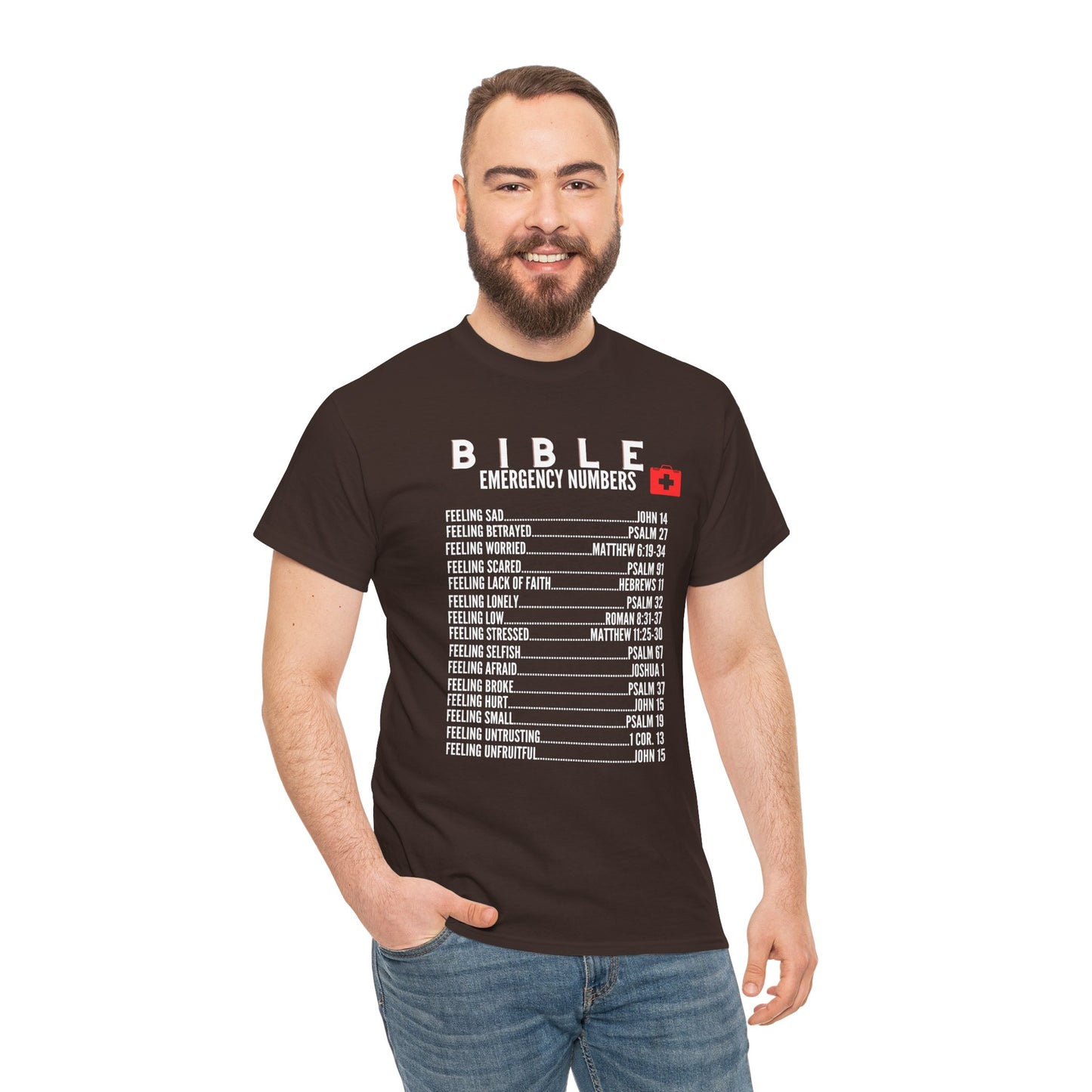 Bible Emergency Numbers Tee - White