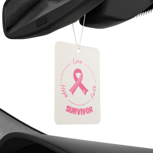 Survivor Pink Ribbon Car Air Freshener — Hope Love Faith Breast Cancer Awareness