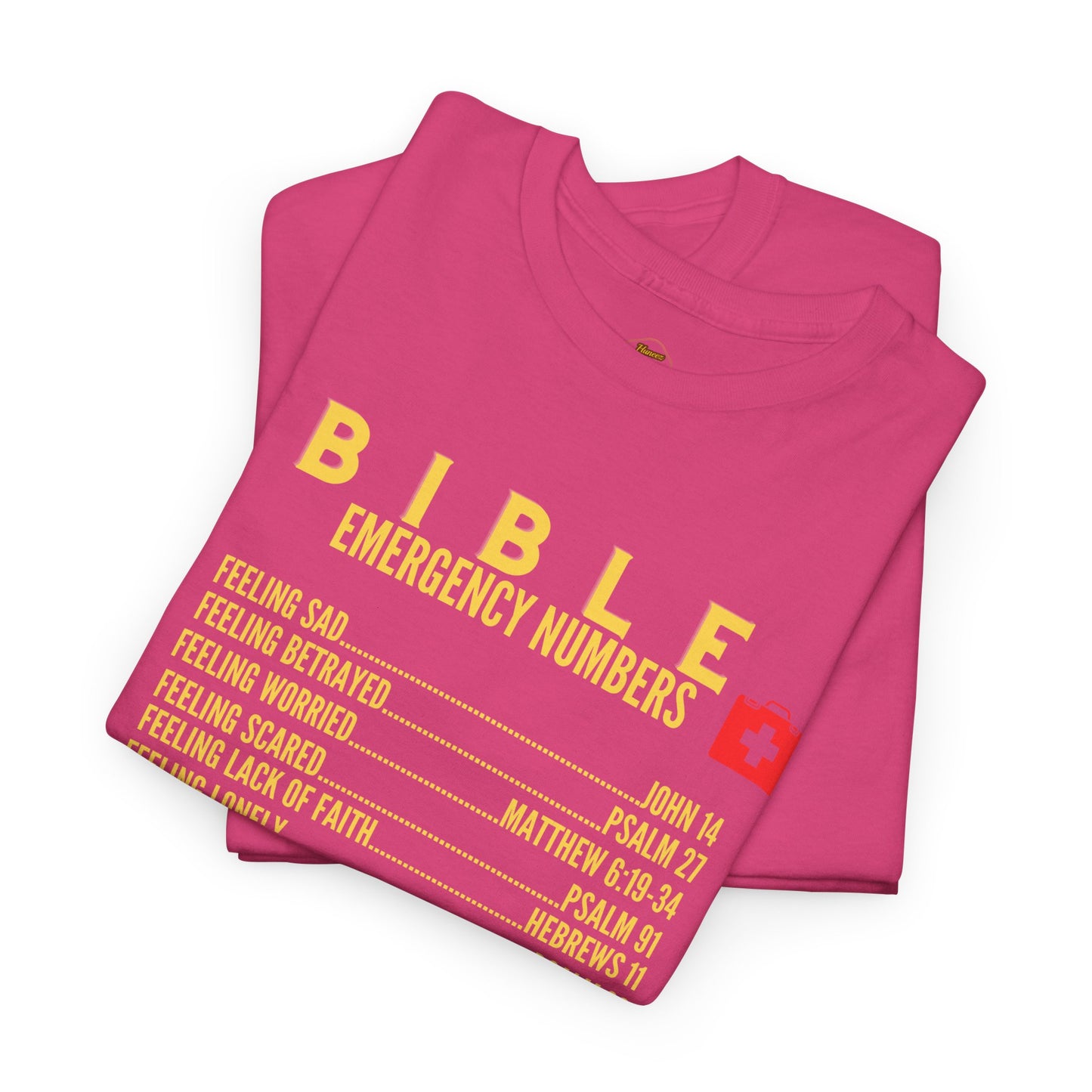 Bible Emergency Numbers Tee - Gold
