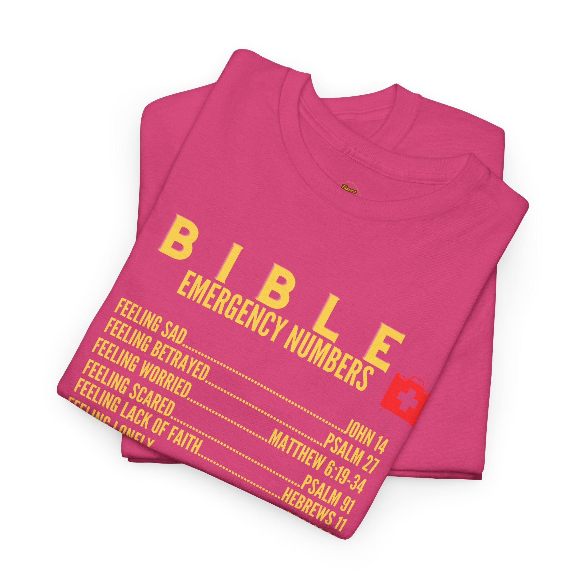 Bible Emergency Numbers Tee - Gold