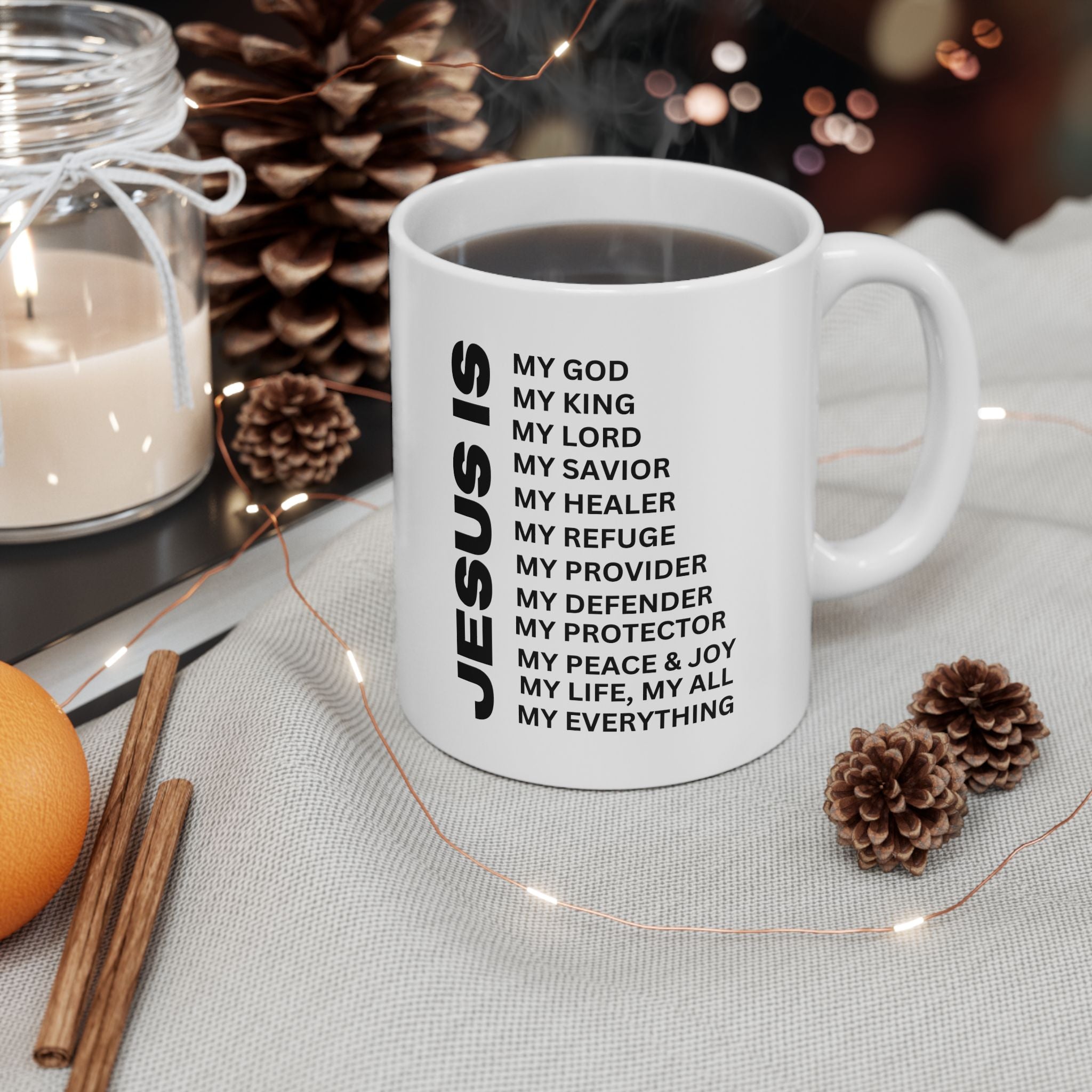 Christian JESUS IS White Coffee Mug (11oz, 15oz)