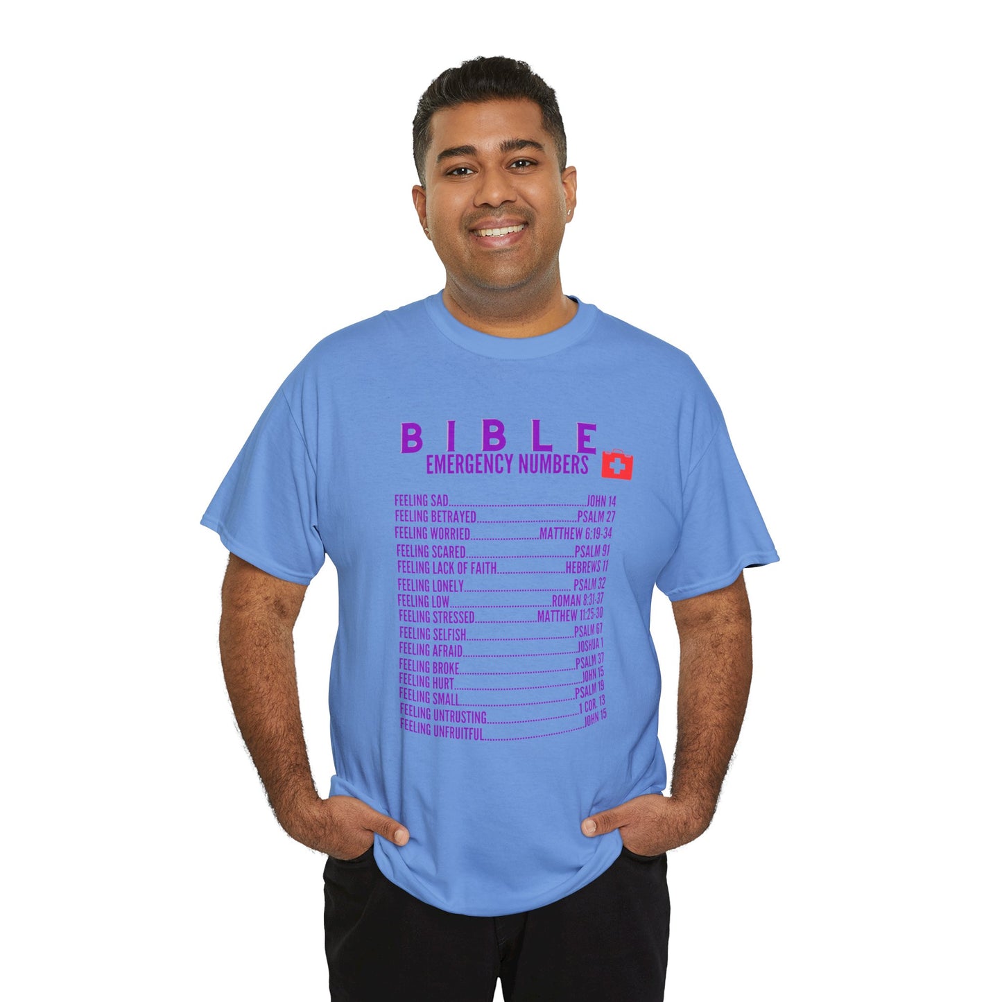Bible Emergency Numbers Tee - Purple