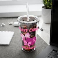Breast Cancer Awareness 16oz Tumbler with Straw - Butterfly, Heart
