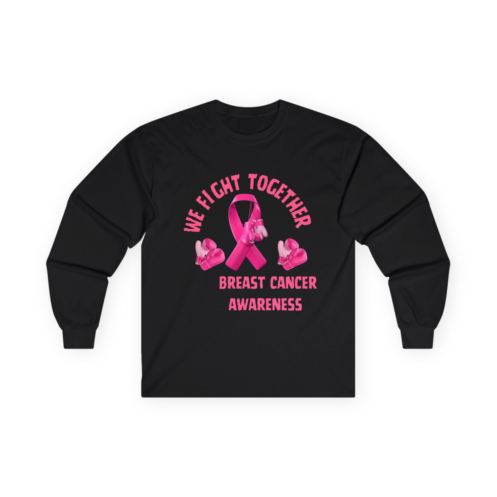 Breast Cancer Awareness Long Sleeve Tee – “We Fight Together” Pink Ribbon
