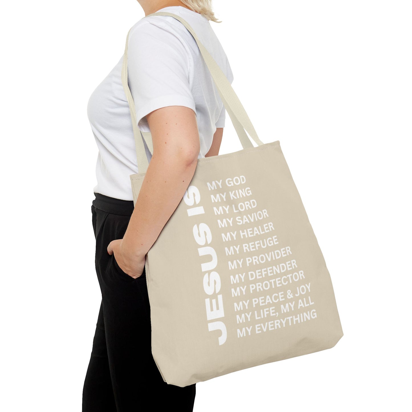 Christian JESUS IS Tote Bag - Sand