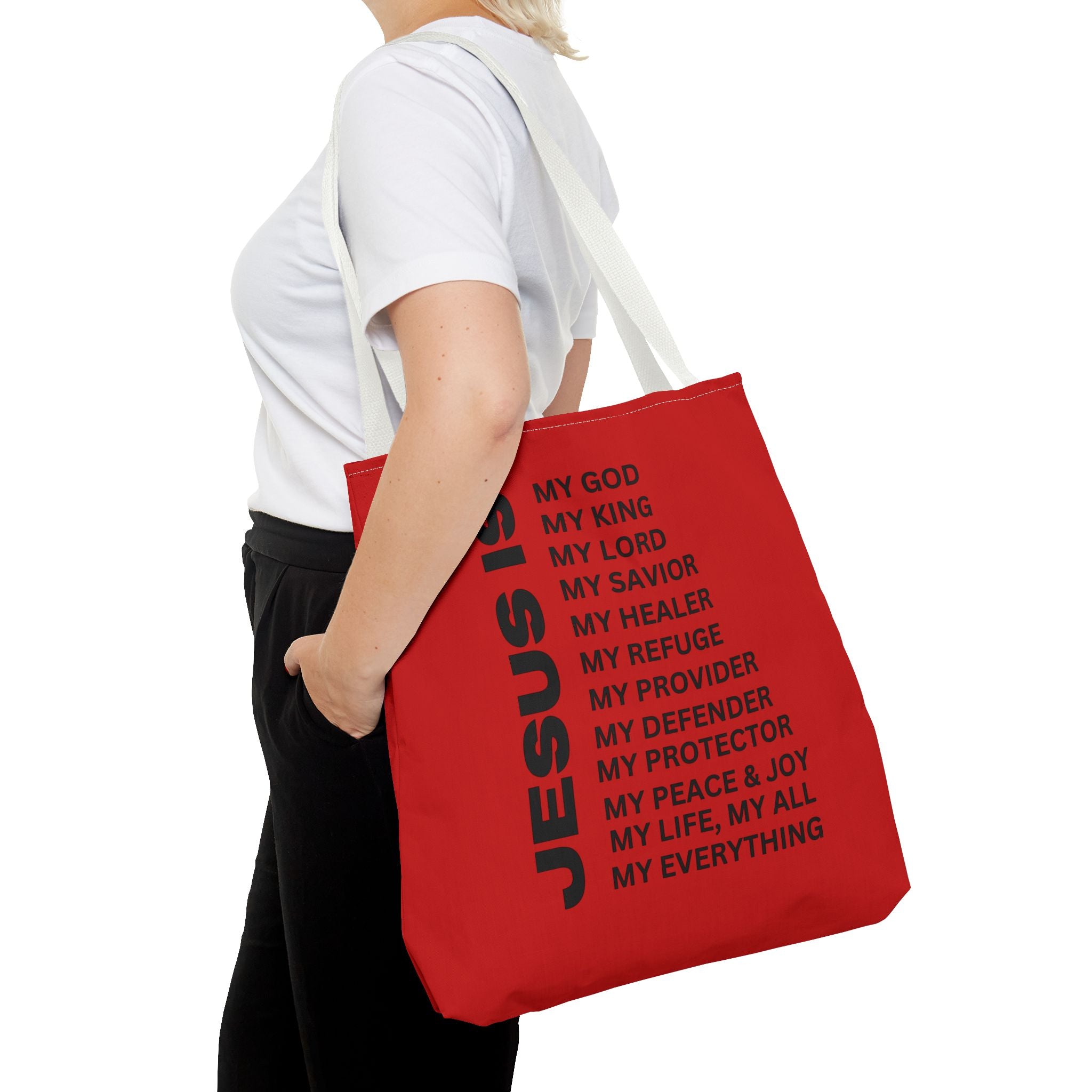 Christian JESUS IS Tote Bag - Red