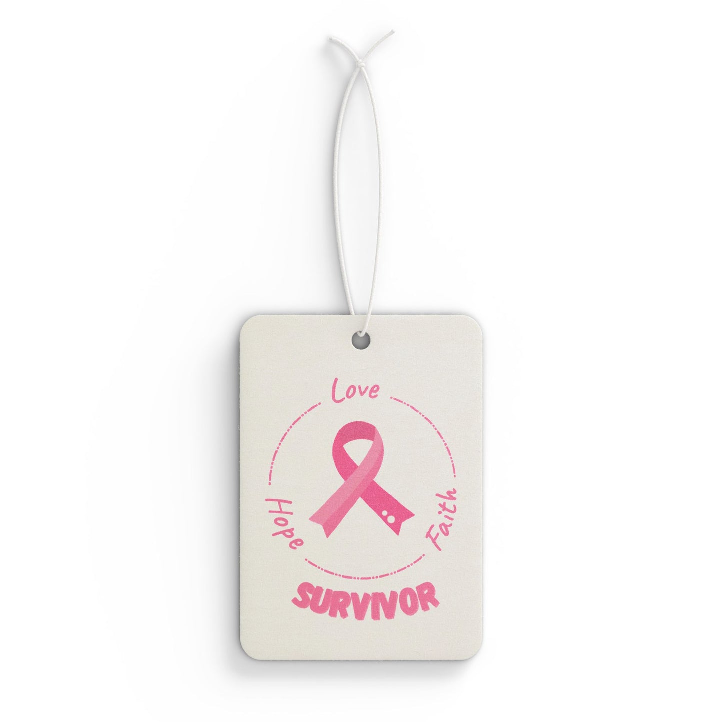 Survivor Pink Ribbon Car Air Freshener — Hope Love Faith Breast Cancer Awareness