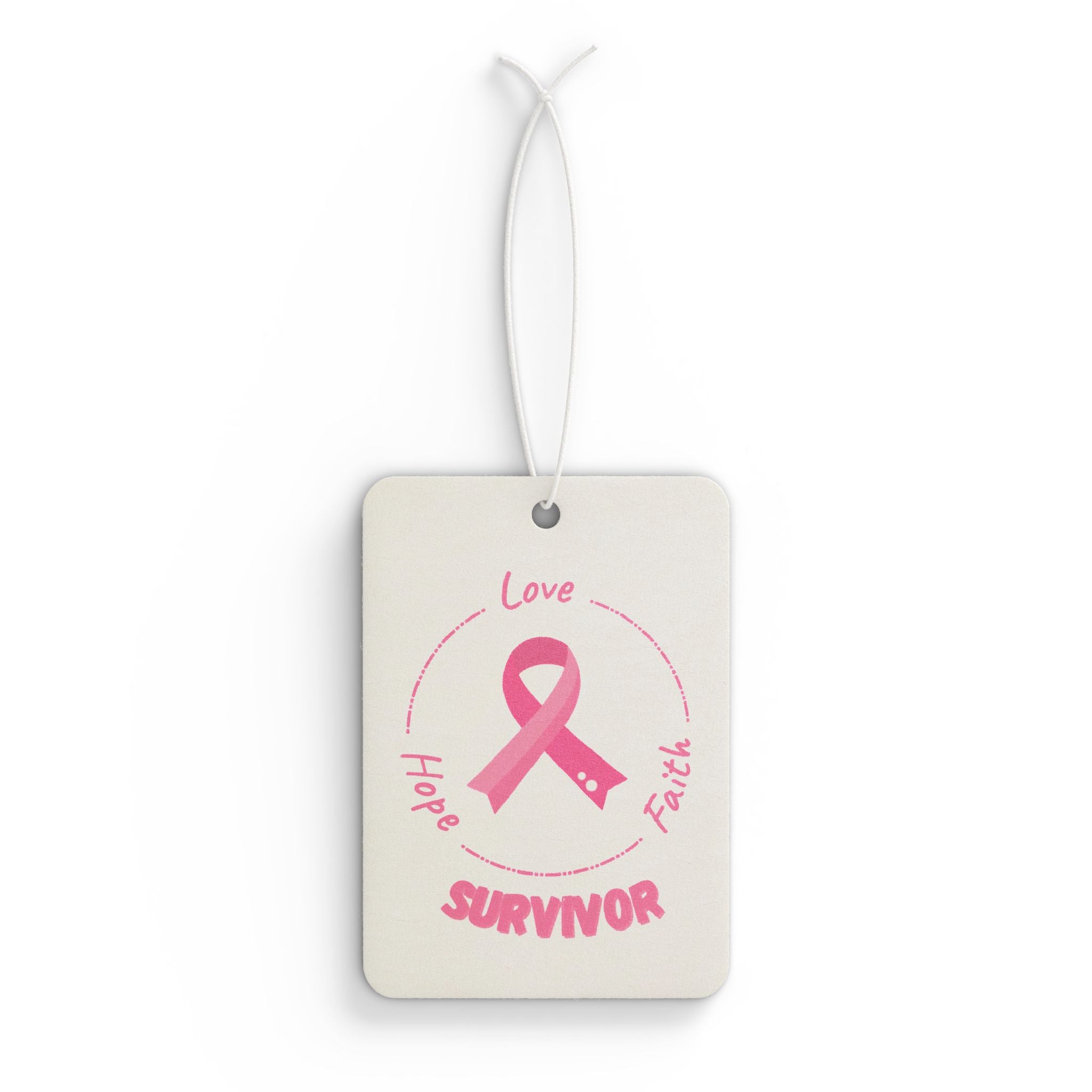 Survivor Pink Ribbon Car Air Freshener — Hope Love Faith Breast Cancer Awareness