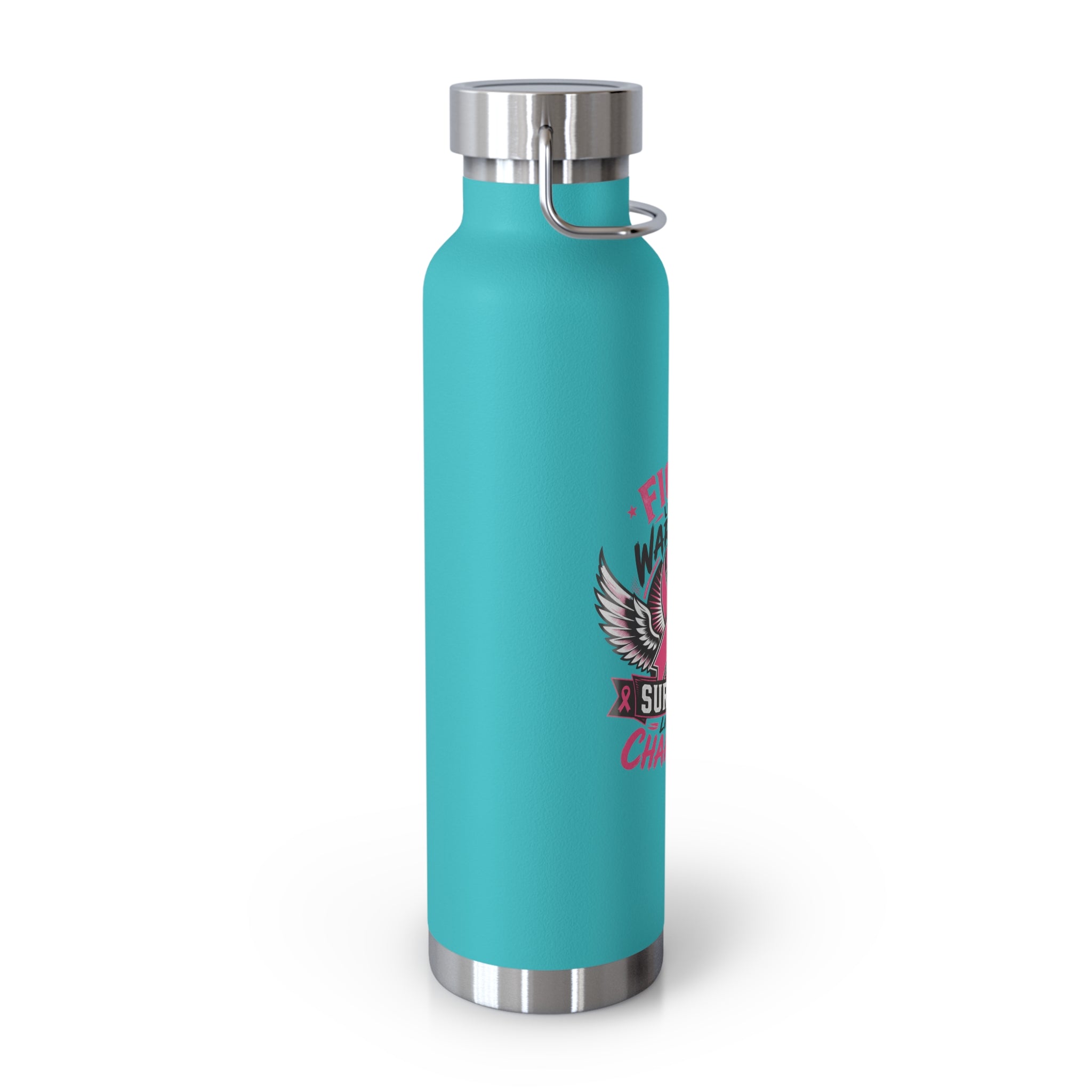Fight Warrior Survive Champion Pink Ribbon 22oz Insulated Water Bottle