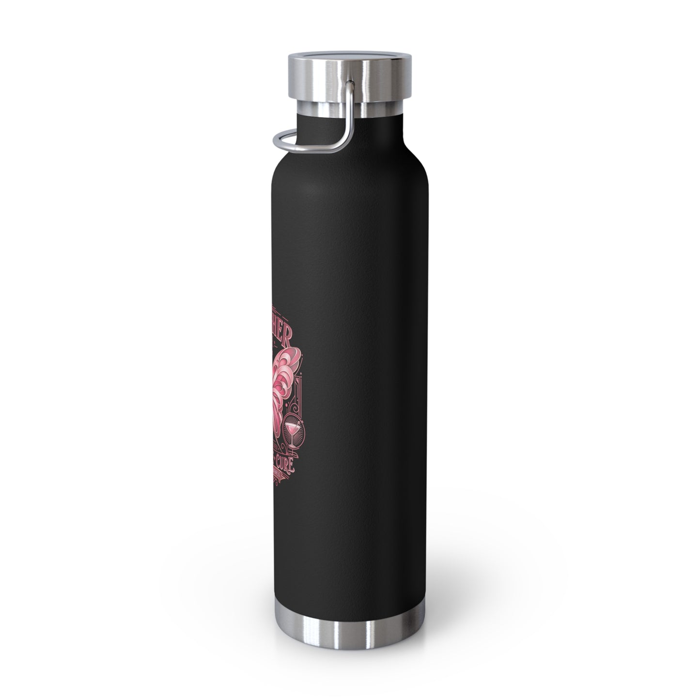 Together We Fight Pink Ribbon Butterfly Cancer 22oz Insulated Water Bottle