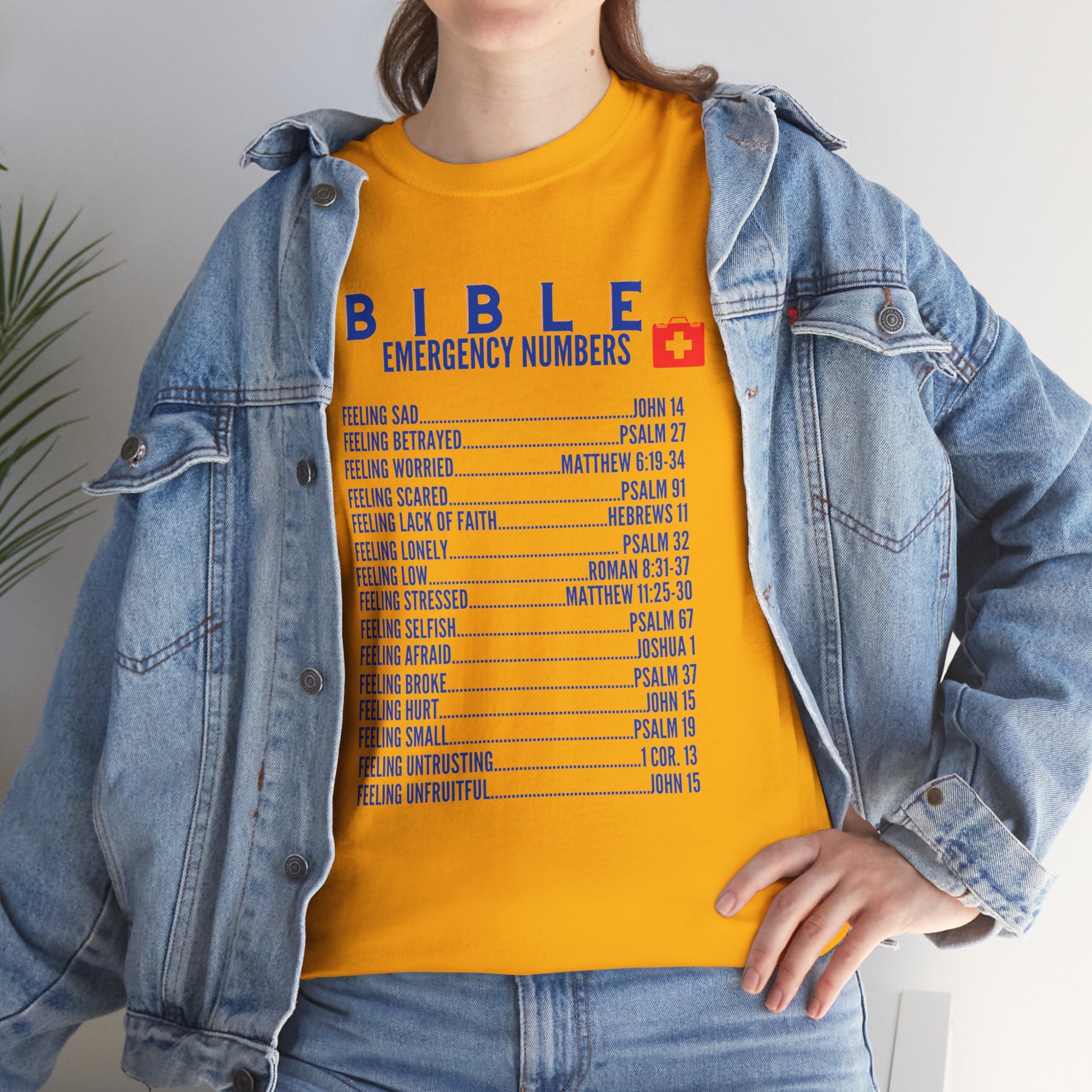 Bible Emergency Numbers Tee - Blue