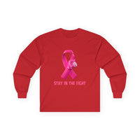 Breast Cancer Awareness Long Sleeve Tee — "Stay in the Fight" Pink Ribbon