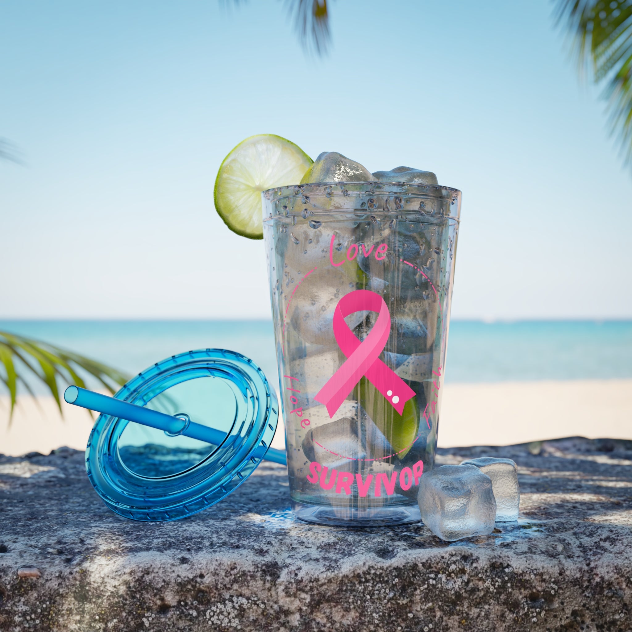 Breast Cancer Survivor 16oz Tumbler with Straw