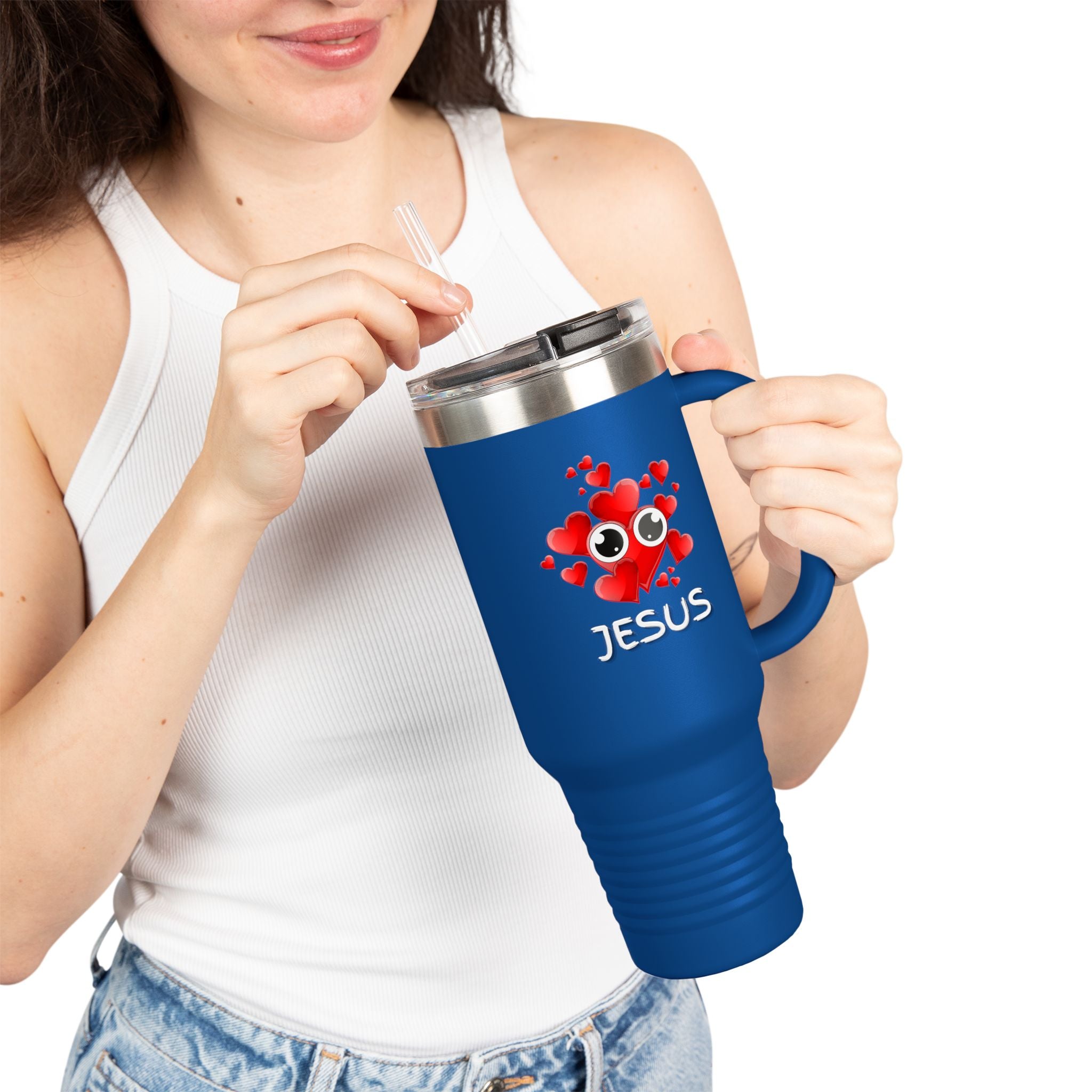 Eye Love Jesus White Insulated Travel Mug, 40oz White