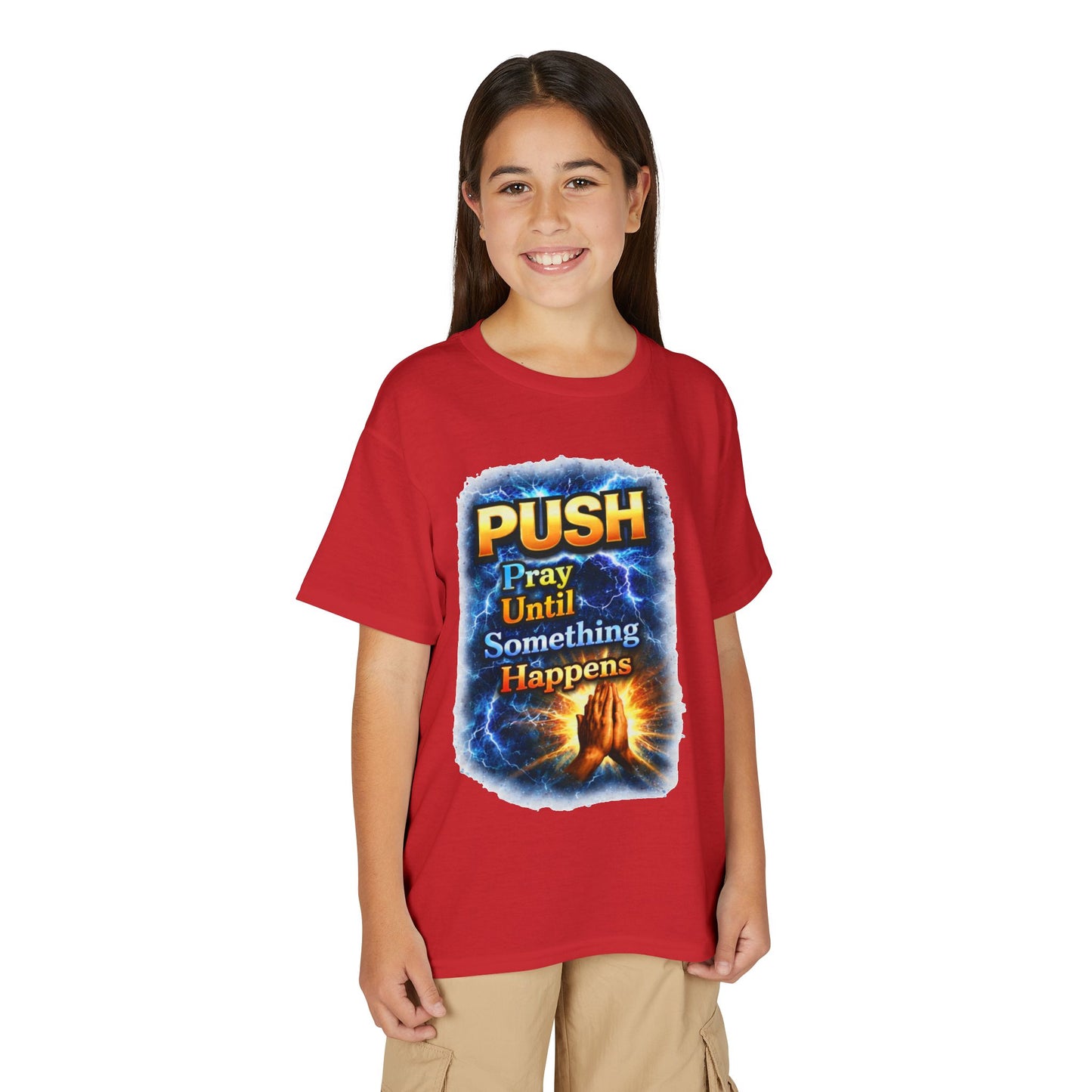 "Push: Pray Until Something Happens" Youth T-shirt - Hands