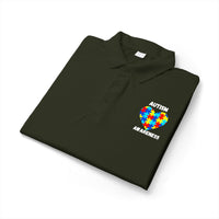 Autism Puzzle Heart Polo - White