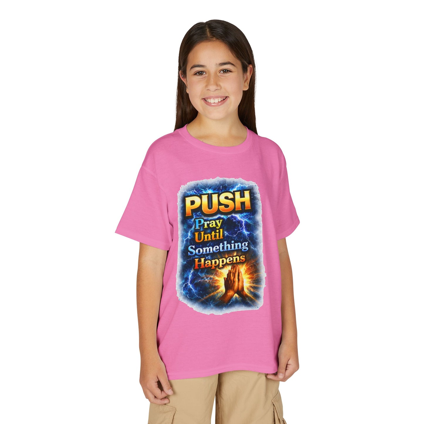 "Push: Pray Until Something Happens" Youth T-shirt - Hands