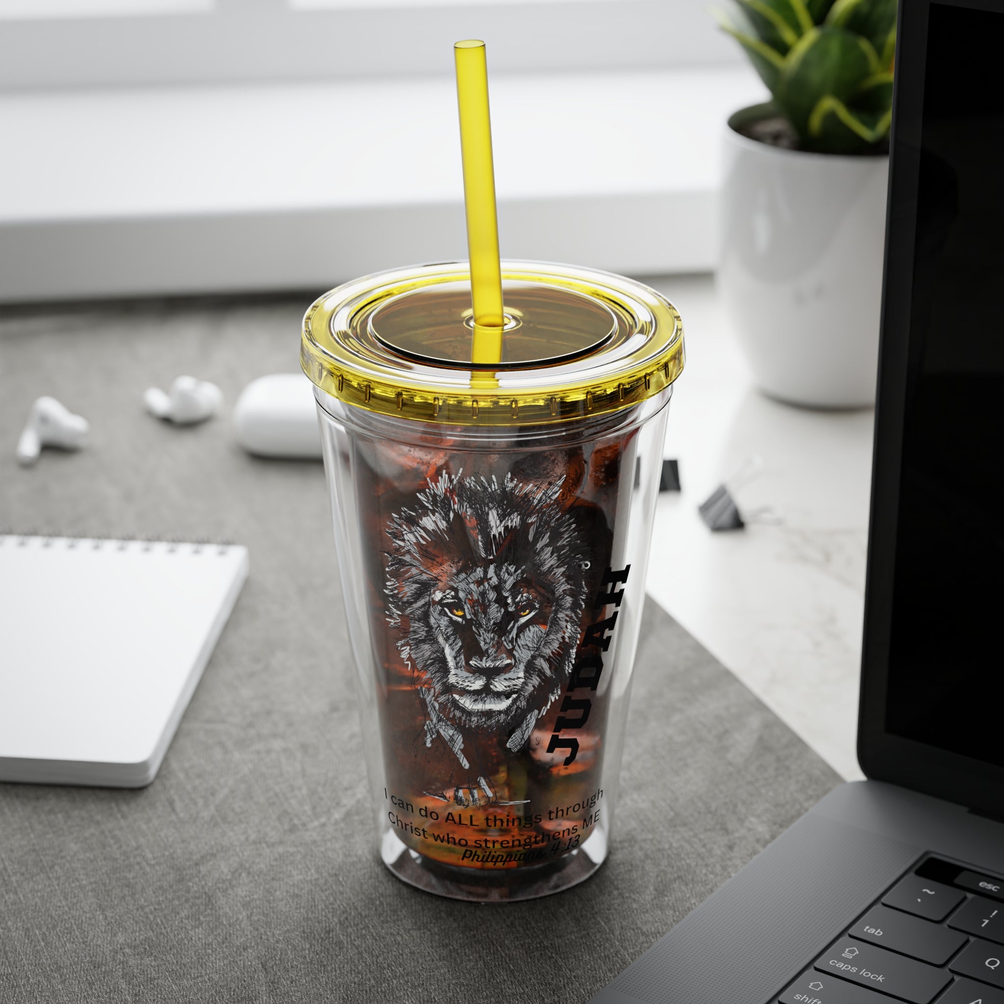 Lion of Judah 16oz Tumbler with Straw