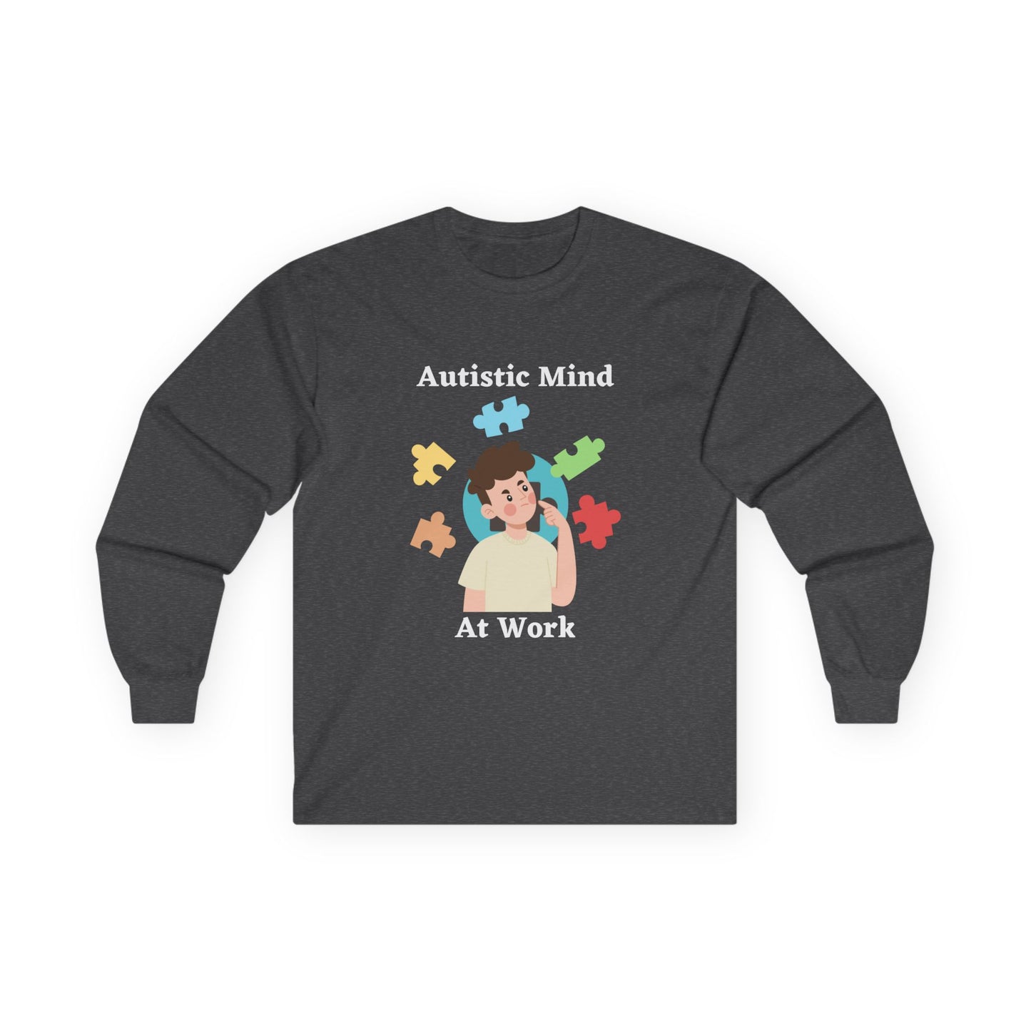 Autistic Mind At Work Long Sleeve Tee — White