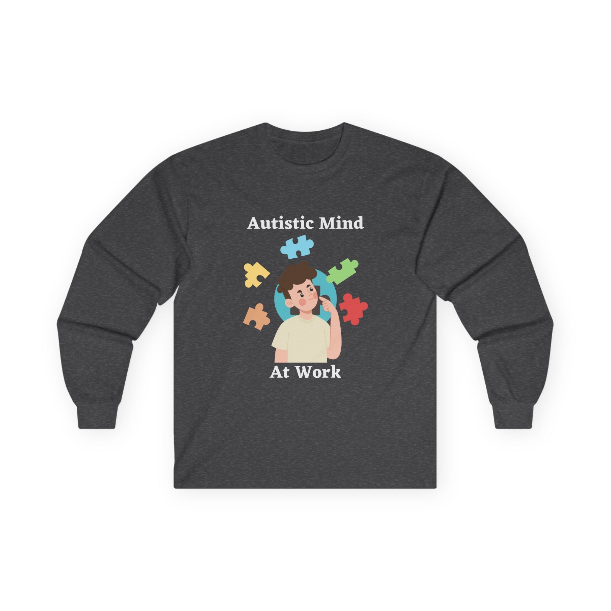 Autistic Mind At Work Long Sleeve Tee — White