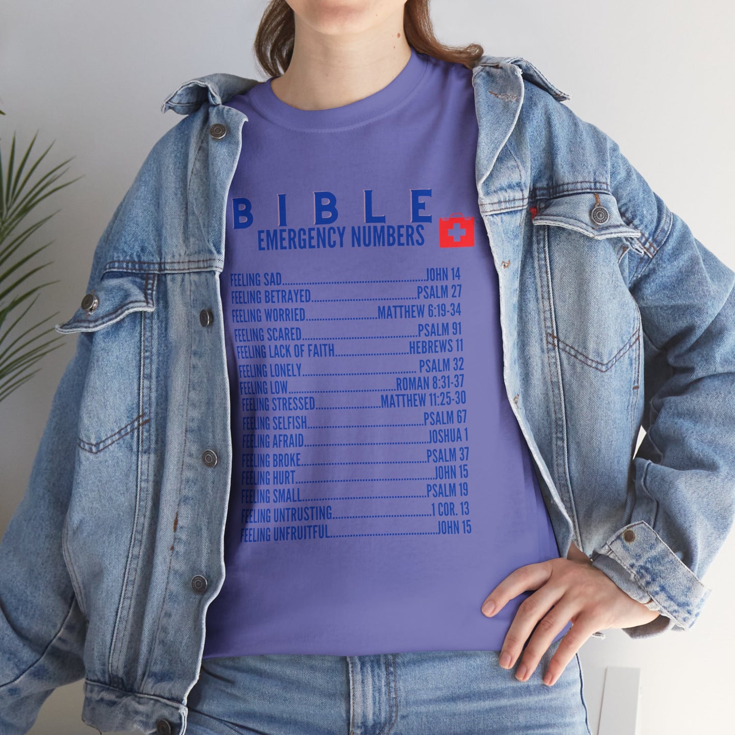 Bible Emergency Numbers Tee - Blue
