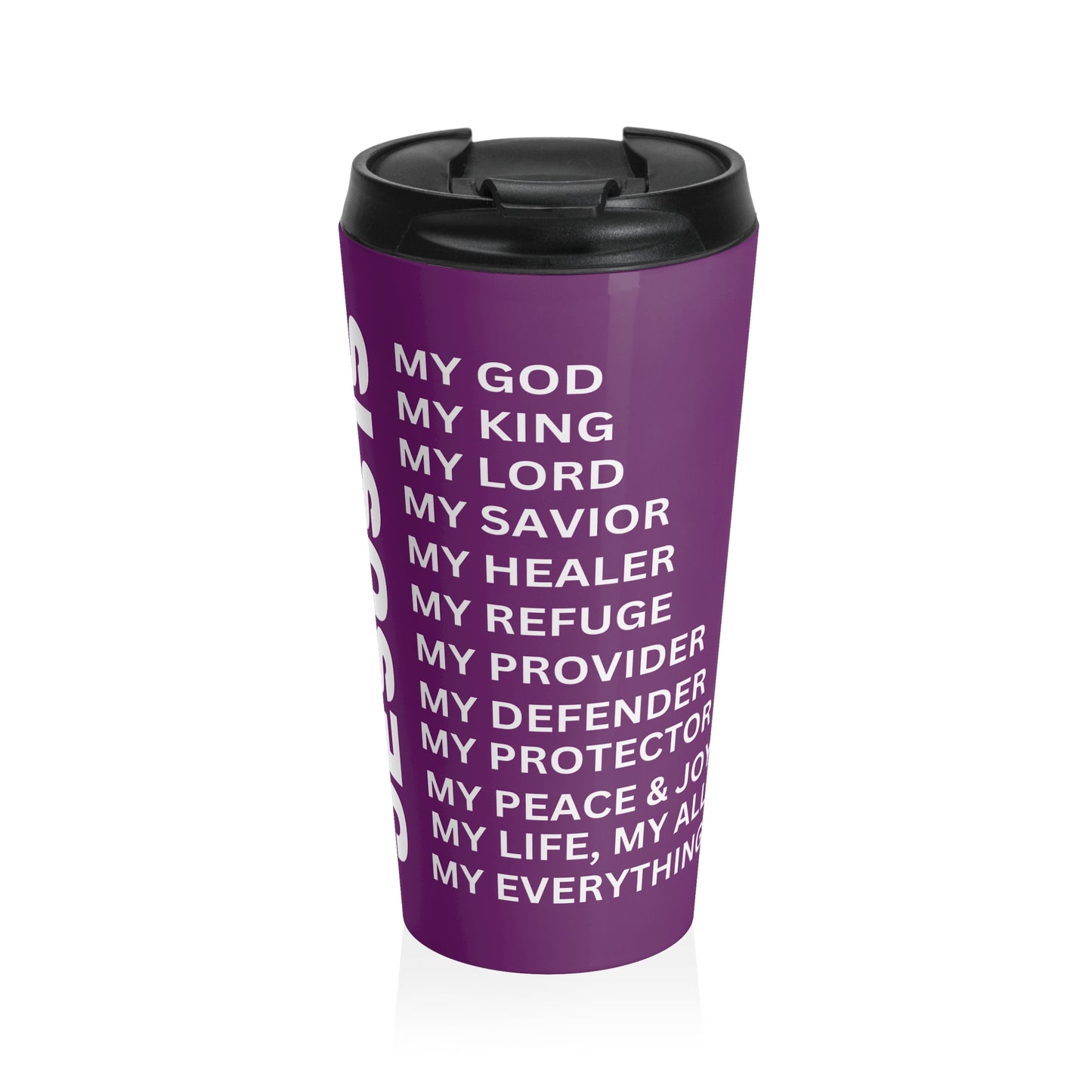 Christian JESUS IS Purple Stainless Steel Travel Mug - White
