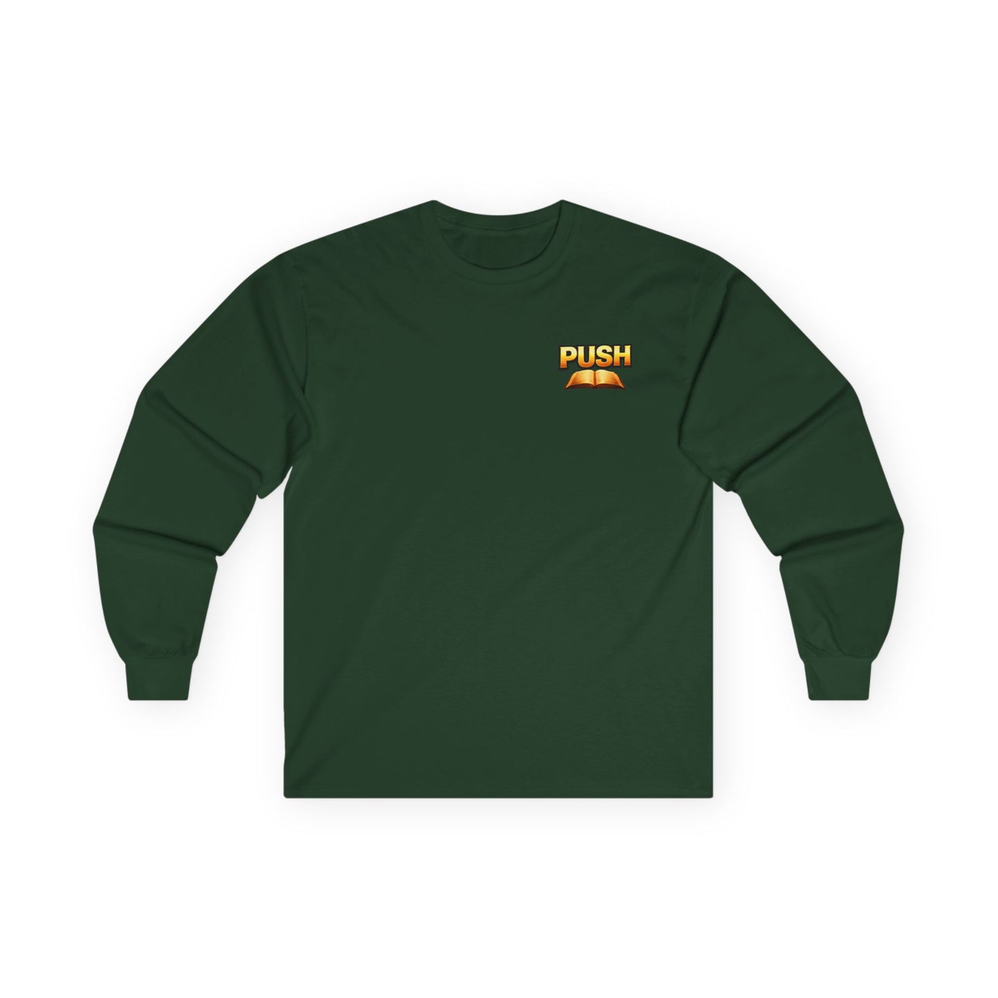 PUSH: Pray Until Something Happens Long Sleeve front/back - Bible