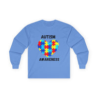 Autism Awareness Long Sleeve Tee - Heart Shaped Puzzle - Blk