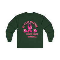 Breast Cancer Awareness Long Sleeve Tee – “We Fight Together” Pink Ribbon