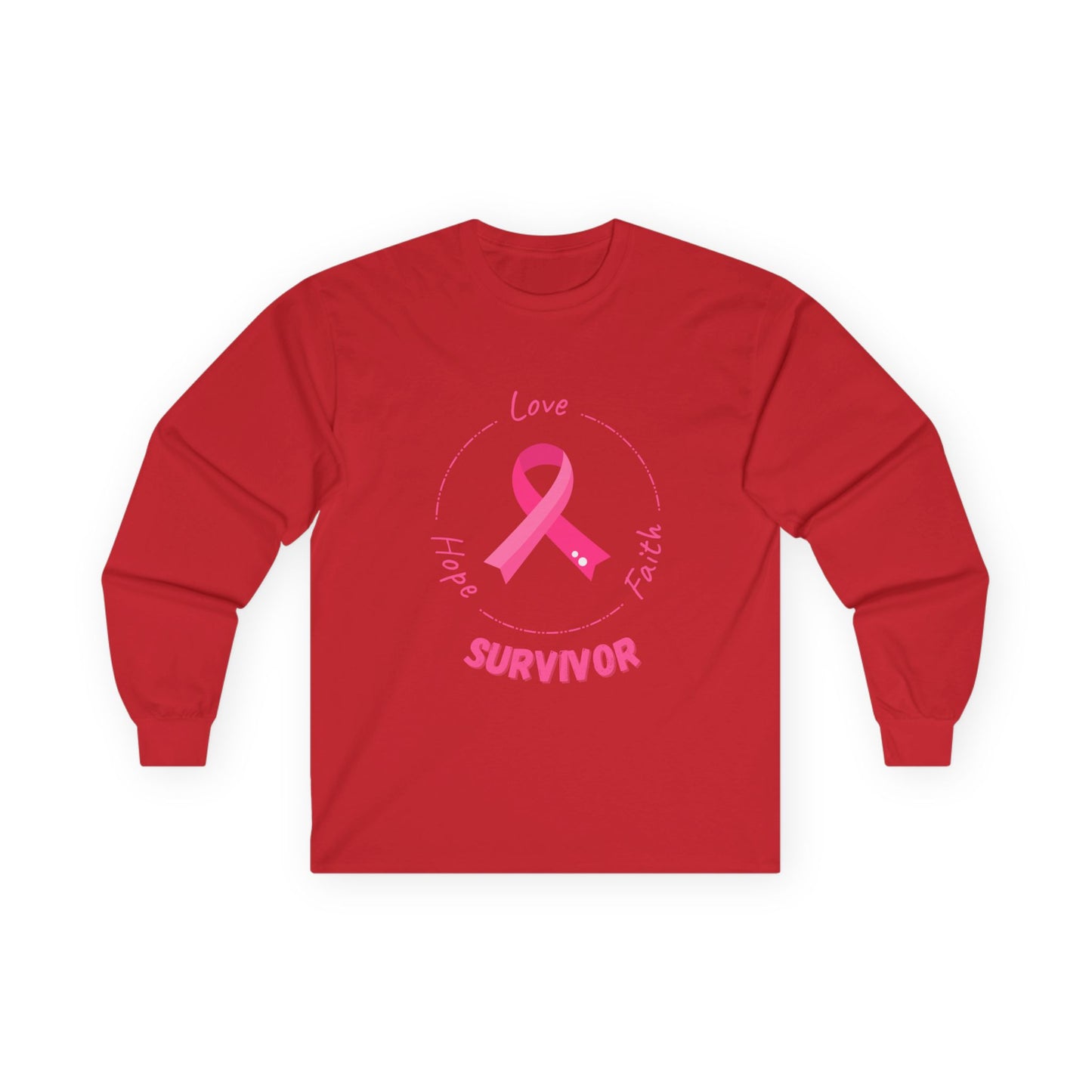 Breast Cancer Survivor Long Sleeve Tee — Pink Ribbon “Survivor”