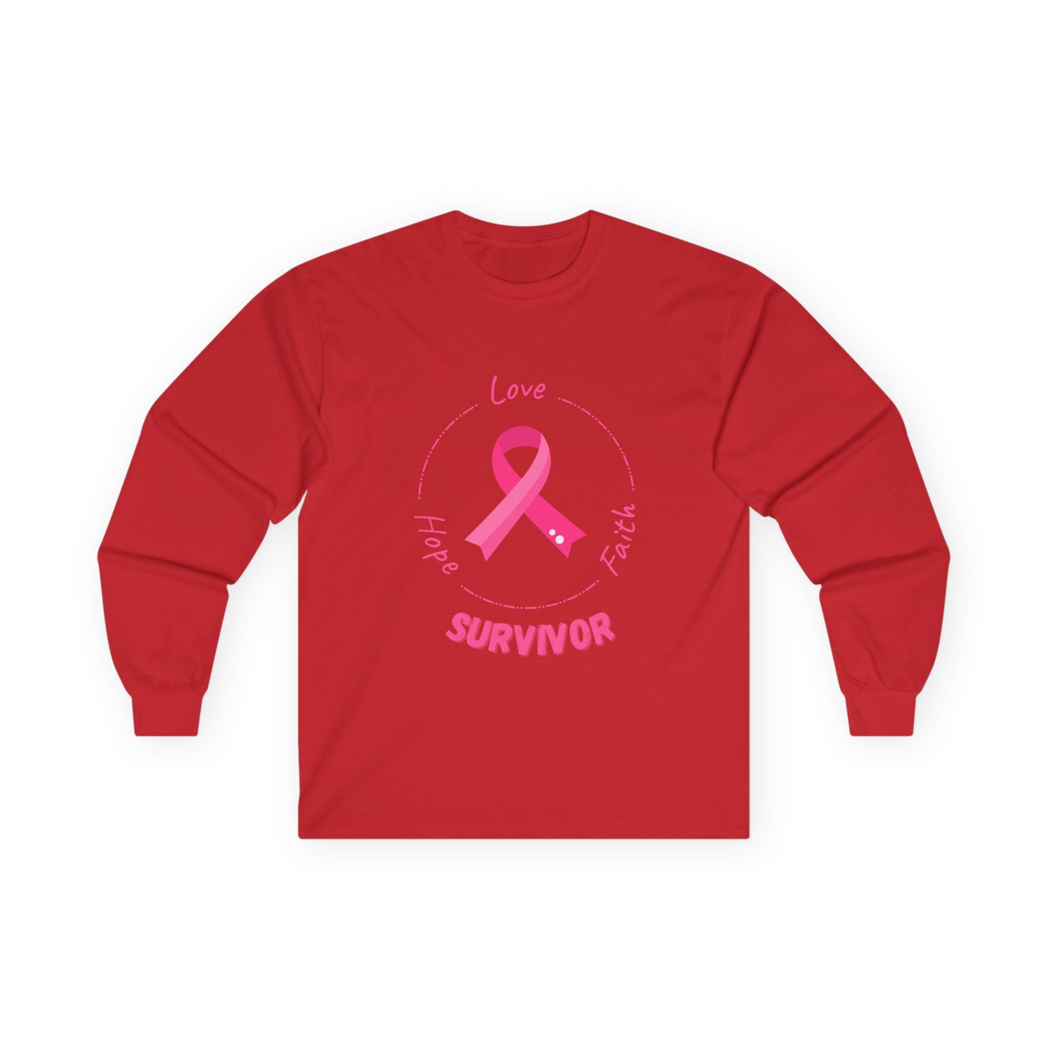 Breast Cancer Survivor Long Sleeve Tee — Pink Ribbon “Survivor”