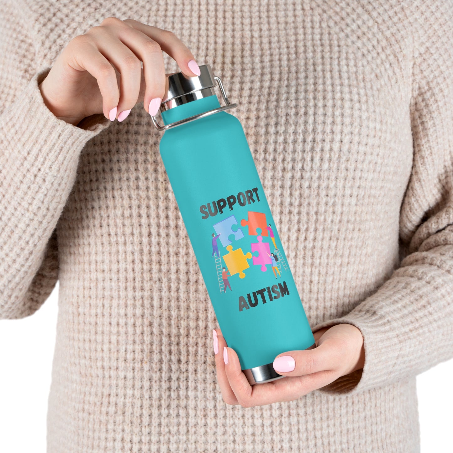 Support Autism Puzzle Piece Awareness - 22oz Insulated Water Bottle