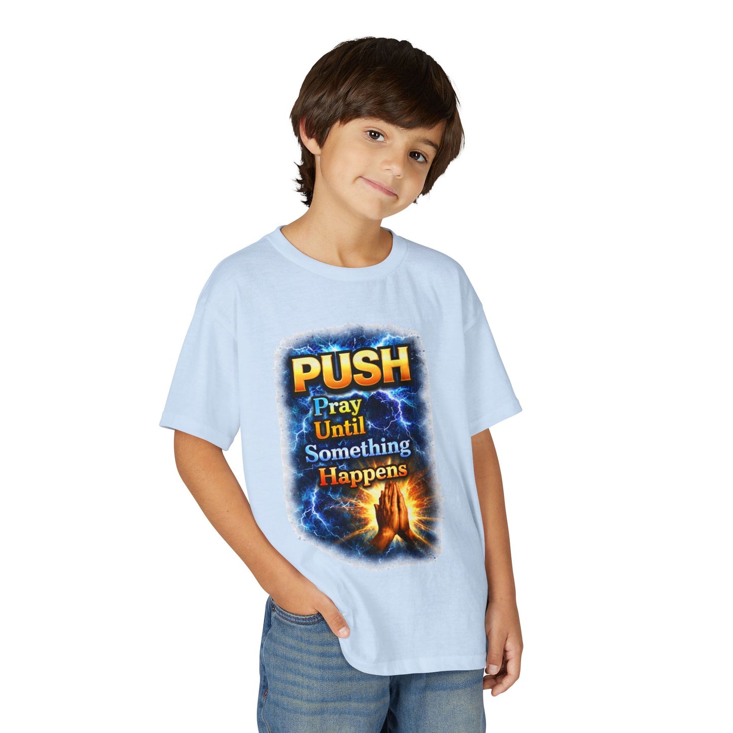 "Push: Pray Until Something Happens" Youth T-shirt - Hands