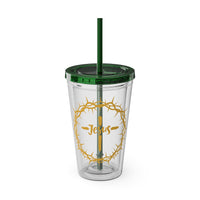 Jesus Crown of Thorns 16oz Tumbler with Straw