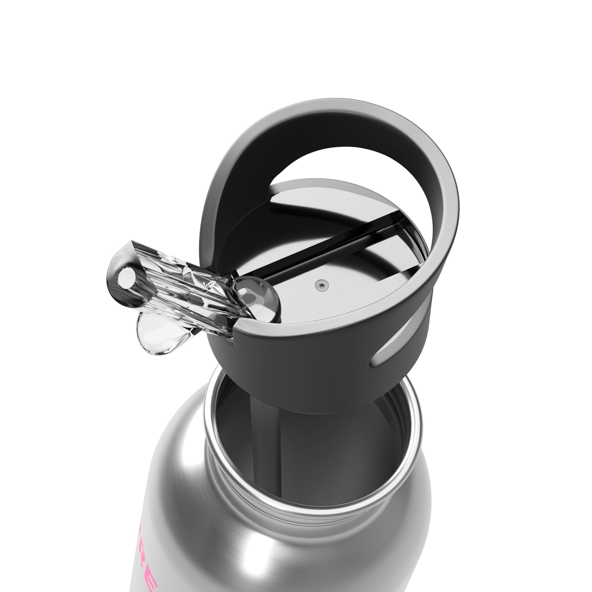 Breast Cancer Butterfly Awareness Stainless Steel 20oz Water Bottle With Straw